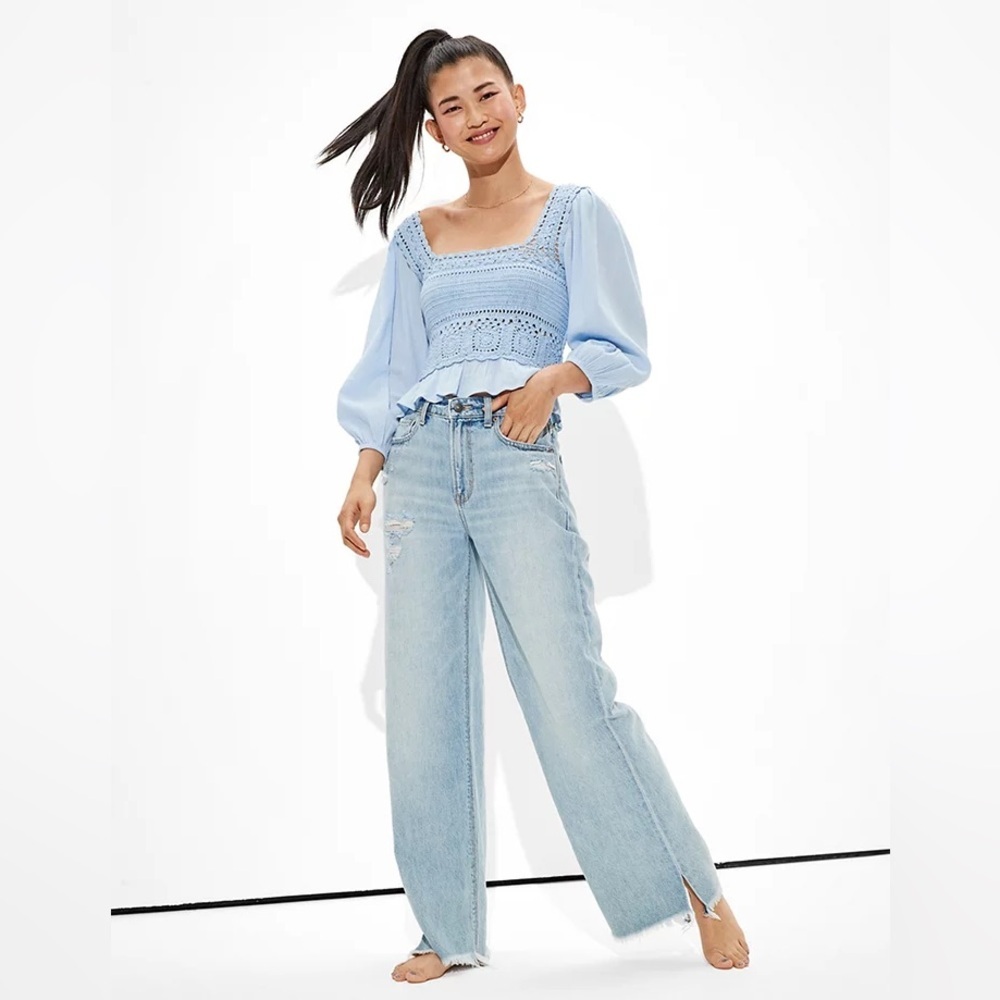 AE Crochet Smocked Blouse​